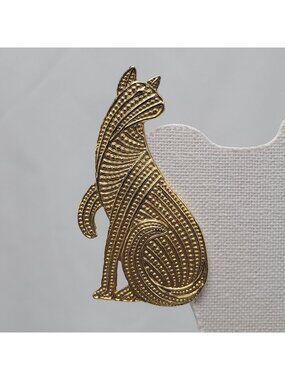 Elegant Gold-Tone Cat Brooch With Intricate Textured Design 3 Inches Long